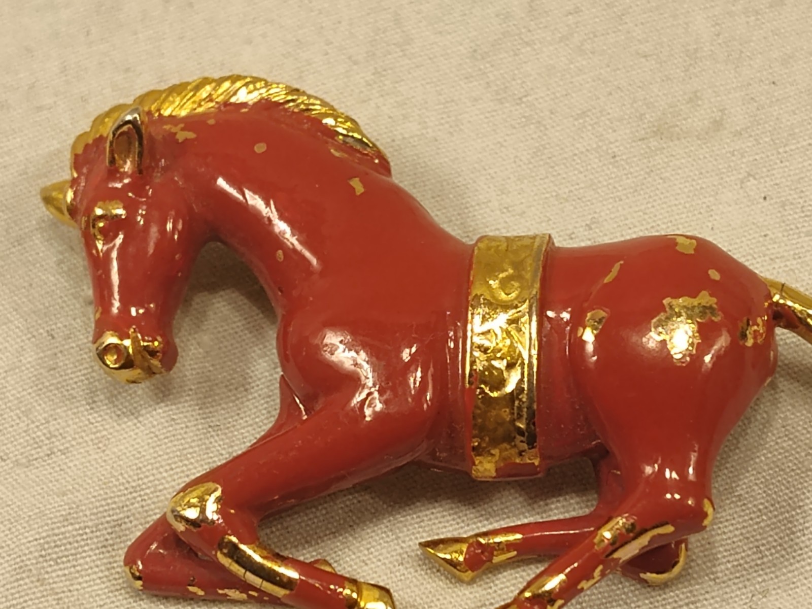 Vintage Red Horse Brooch Pin Equestrian