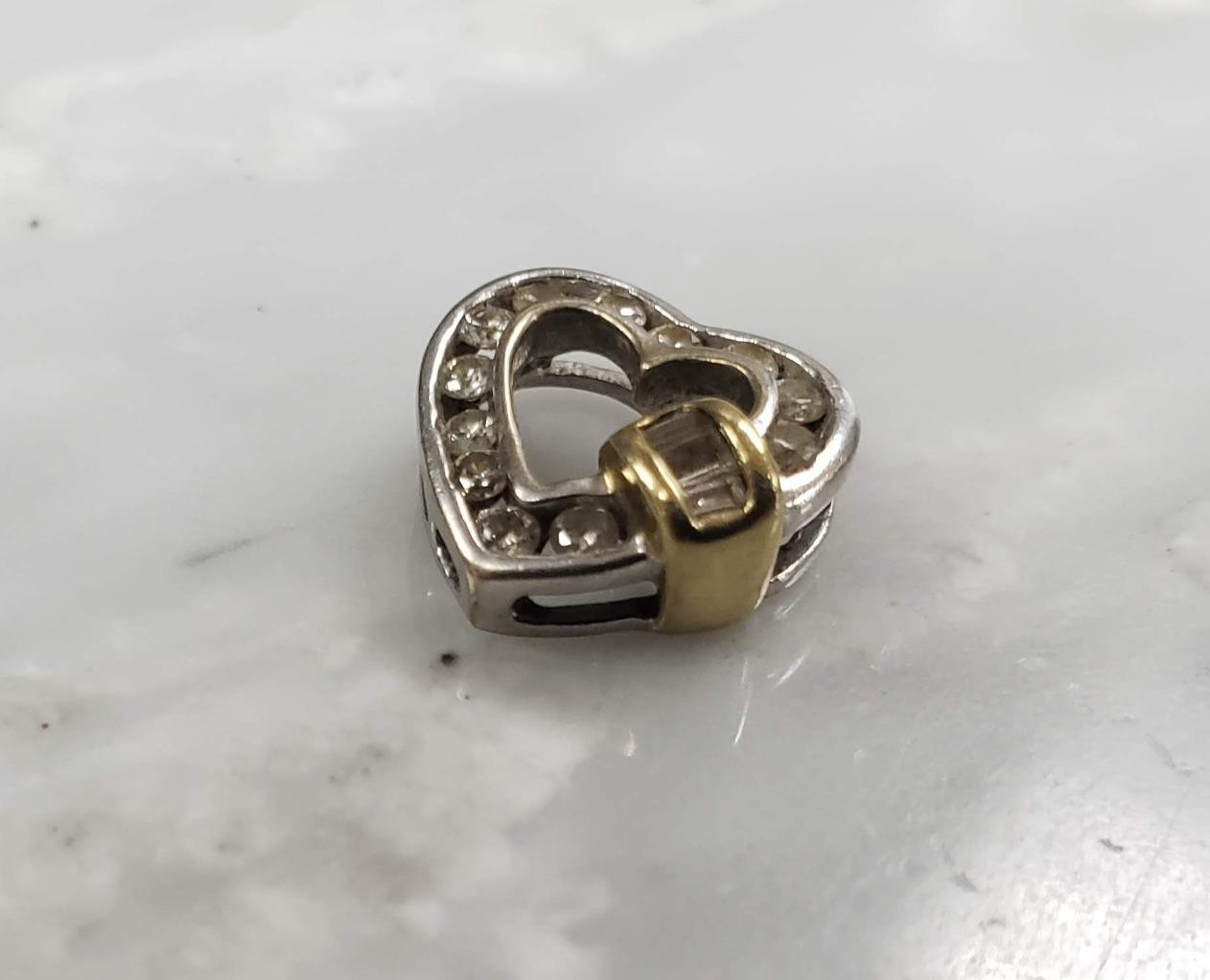 .35ctw Diamond 10K White & Yellow Gold Heart Pendant ~ 1.2grams ~ CS-5503