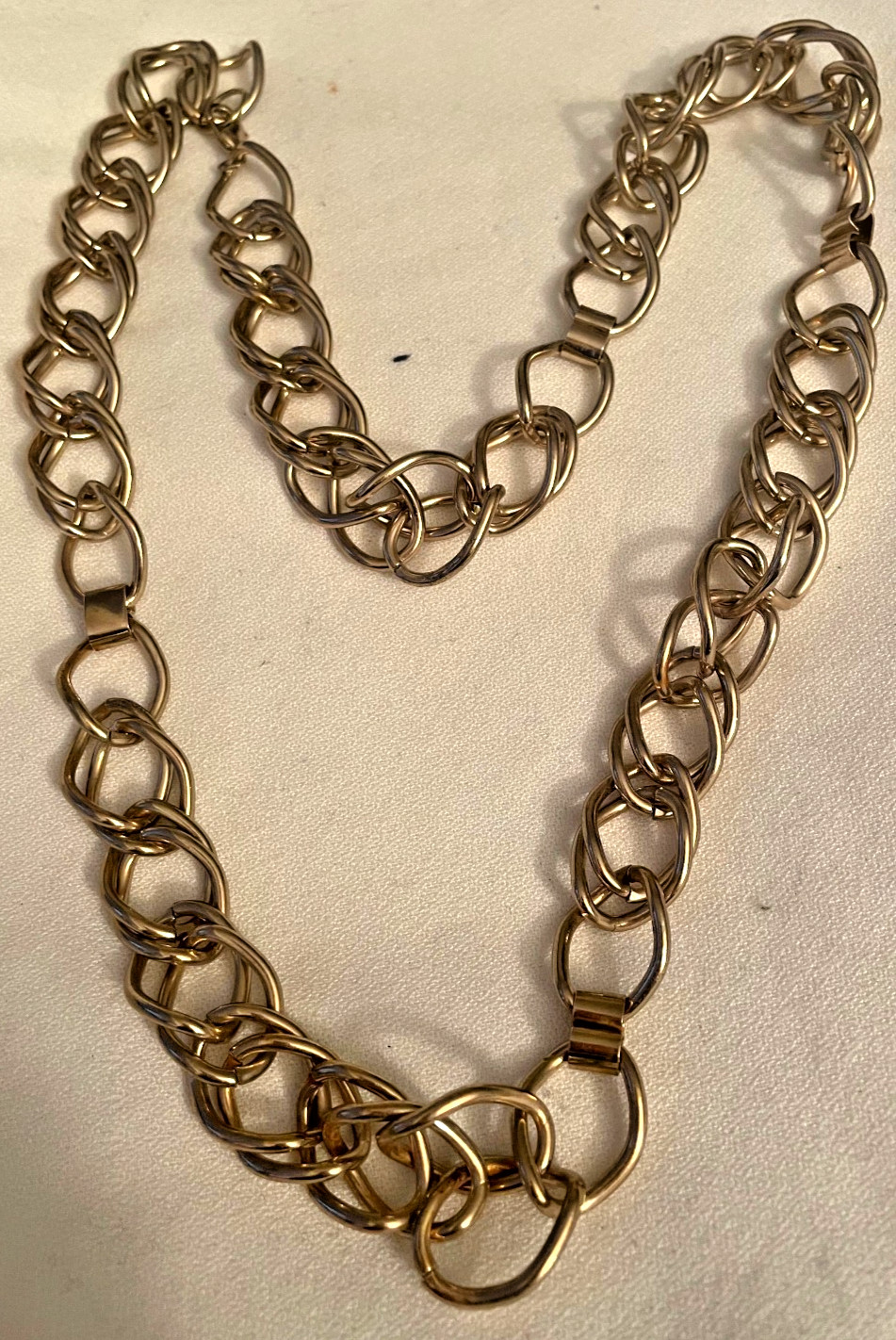 Vintage Long Gold Tone Double Link Chain Necklace very nice and unique