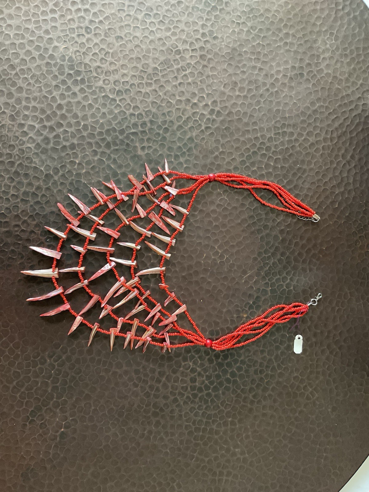 Original Red Shell and Beads Necklace