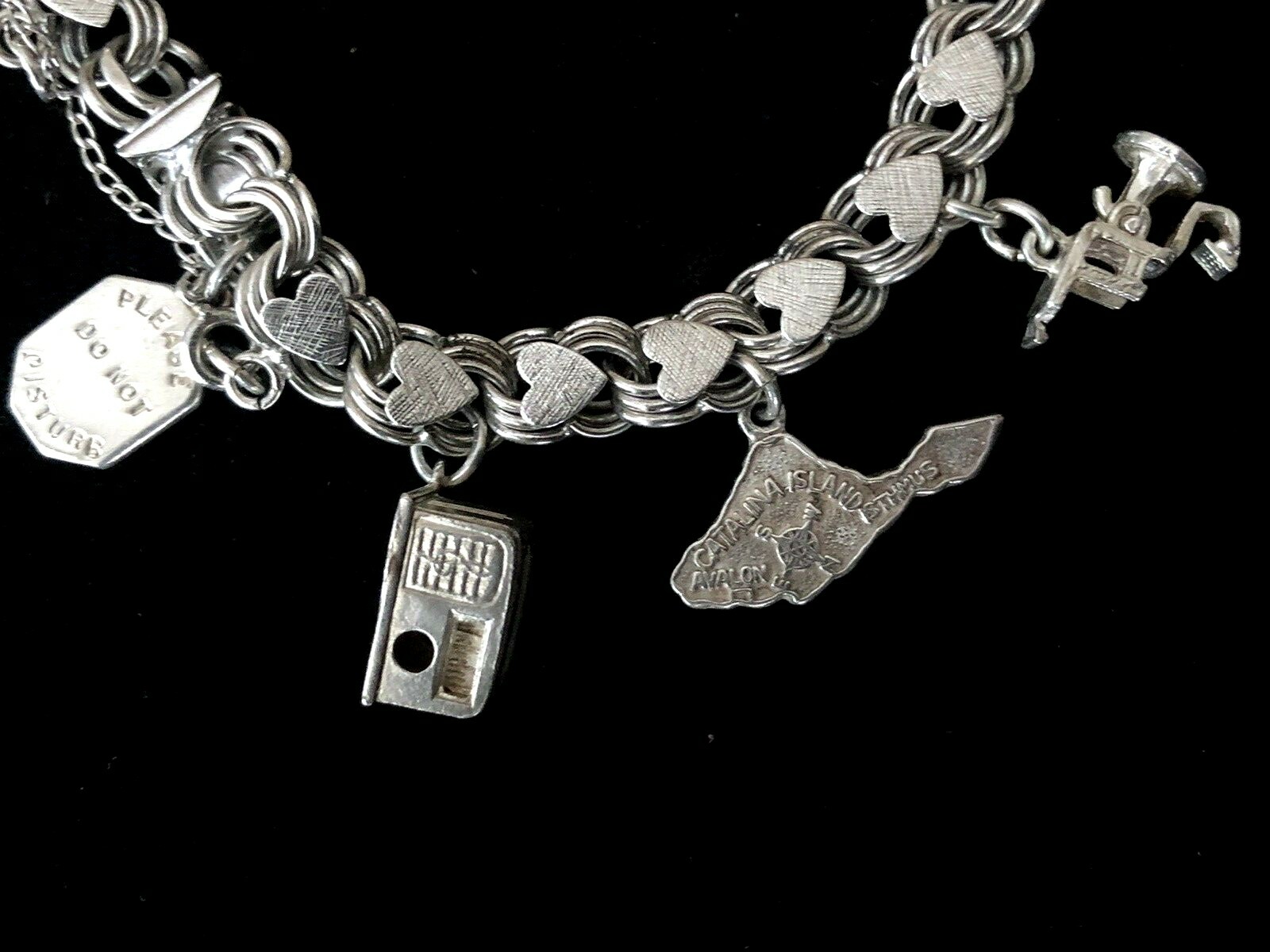 Vintage 1940s Sterling Silver Charm Bracelet Micky & Minnie Mouse