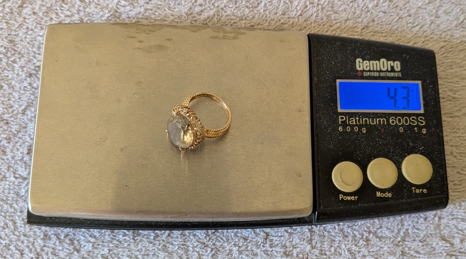 10k Solid Gold Filagree Citrine Cocktail Ring Sz 4.25 Tested 4.3 grm
