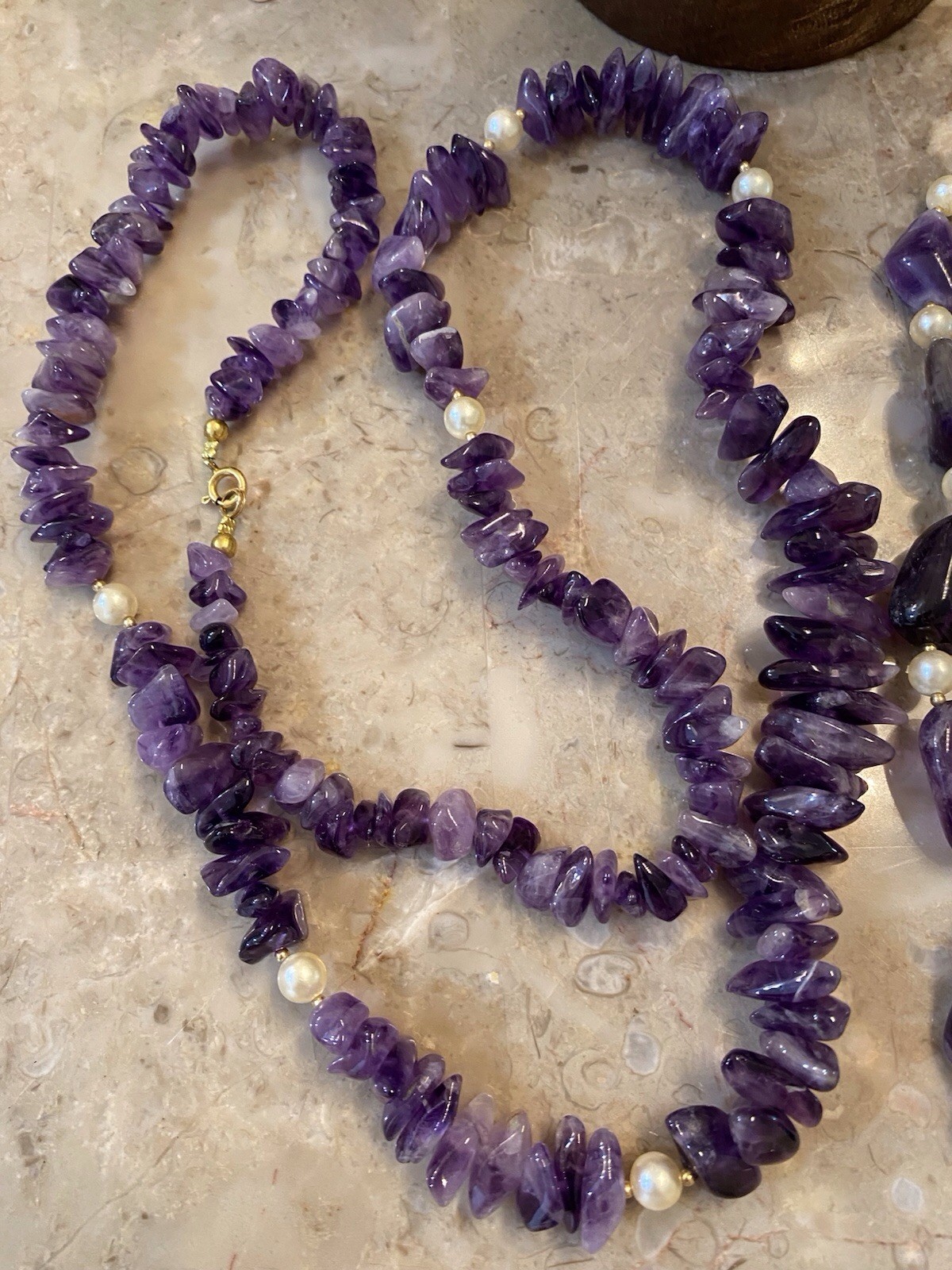 Lot Of 3 Genuine Vintage Amethyst Bead Necklaces