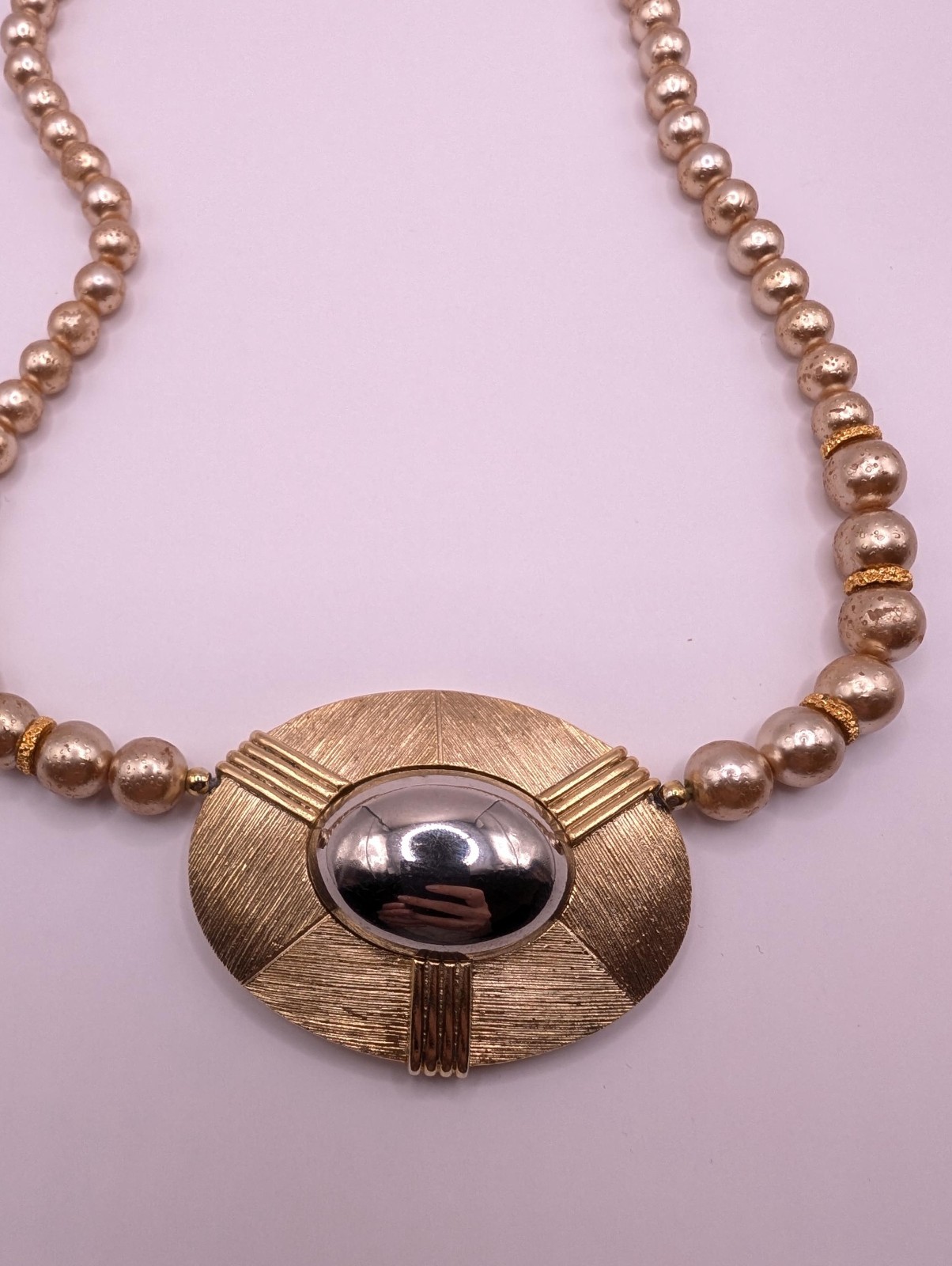 Vintage Orena Paris Gold Tone Pearl Necklace French signed Jewelry Collier
