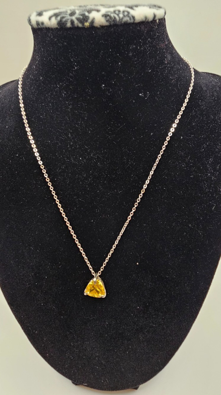 Vintage Nina Rici Avon Trillion cut Yellow Glass Pendant w/Matching Earrings