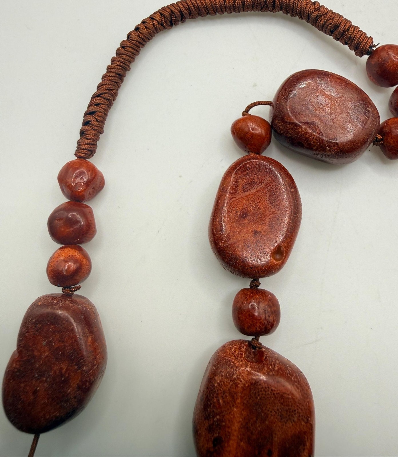 Vintage heavy large red sponge coral beaded necklace