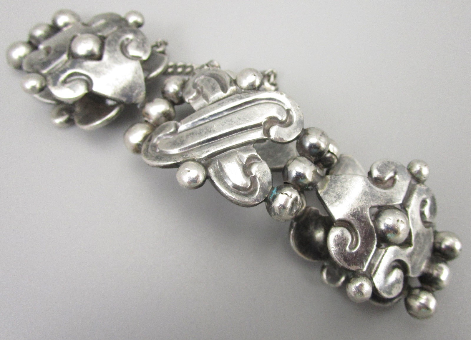 MEXICAN STERLING 980 SILVER “AGUILAR STYLE” MAGUEY BRACELET SIGNED MM – 54G