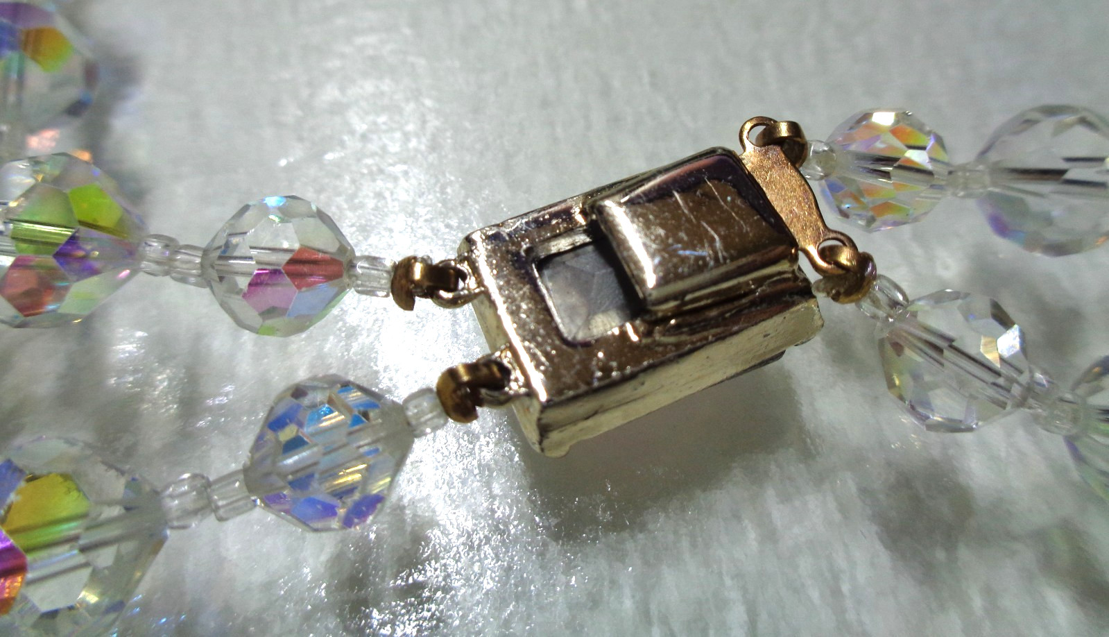 Vintage, Iridescent Faceted Glass Beads, Two-Strand Necklace.