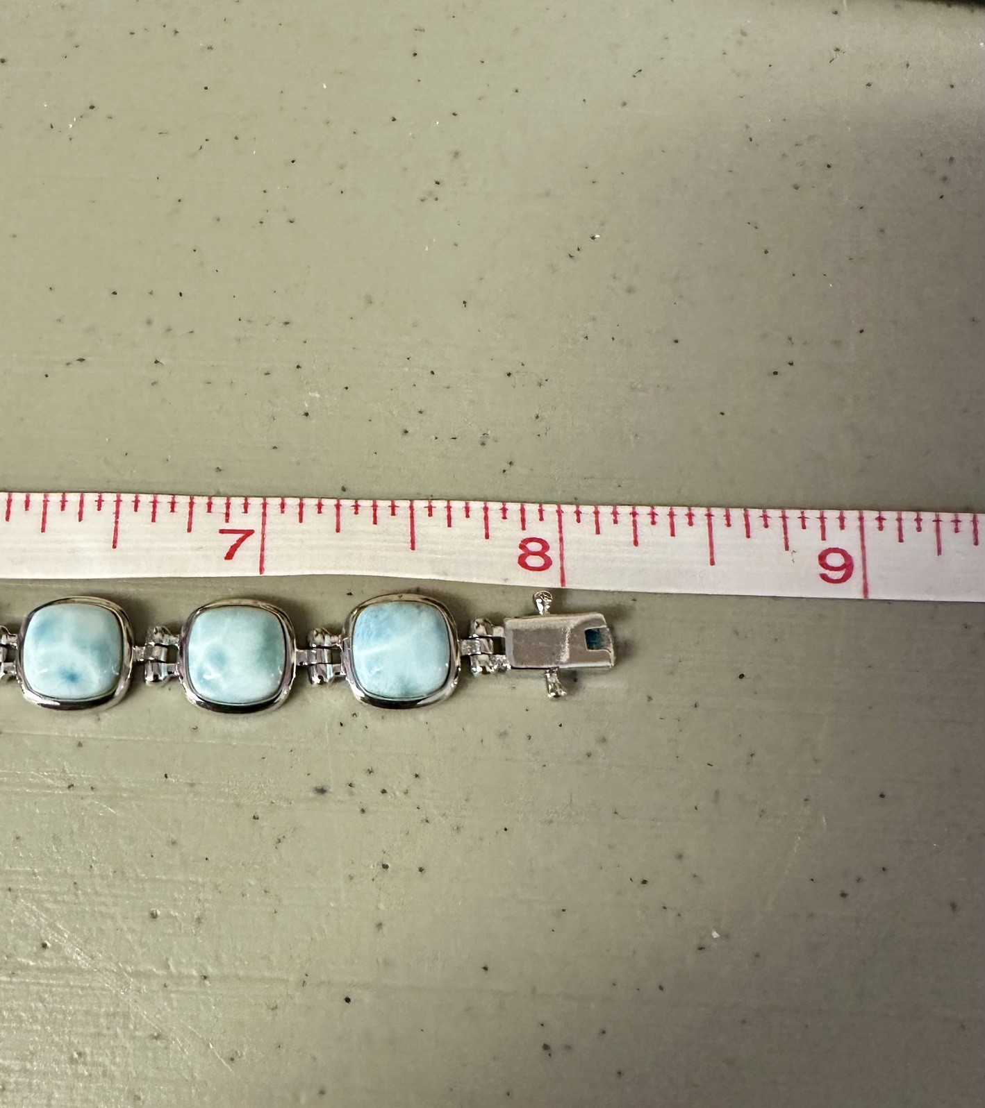 NWT-BBJ Sterling Silver Blue White Pectolite Larimar Ring Matching Bracelet Set