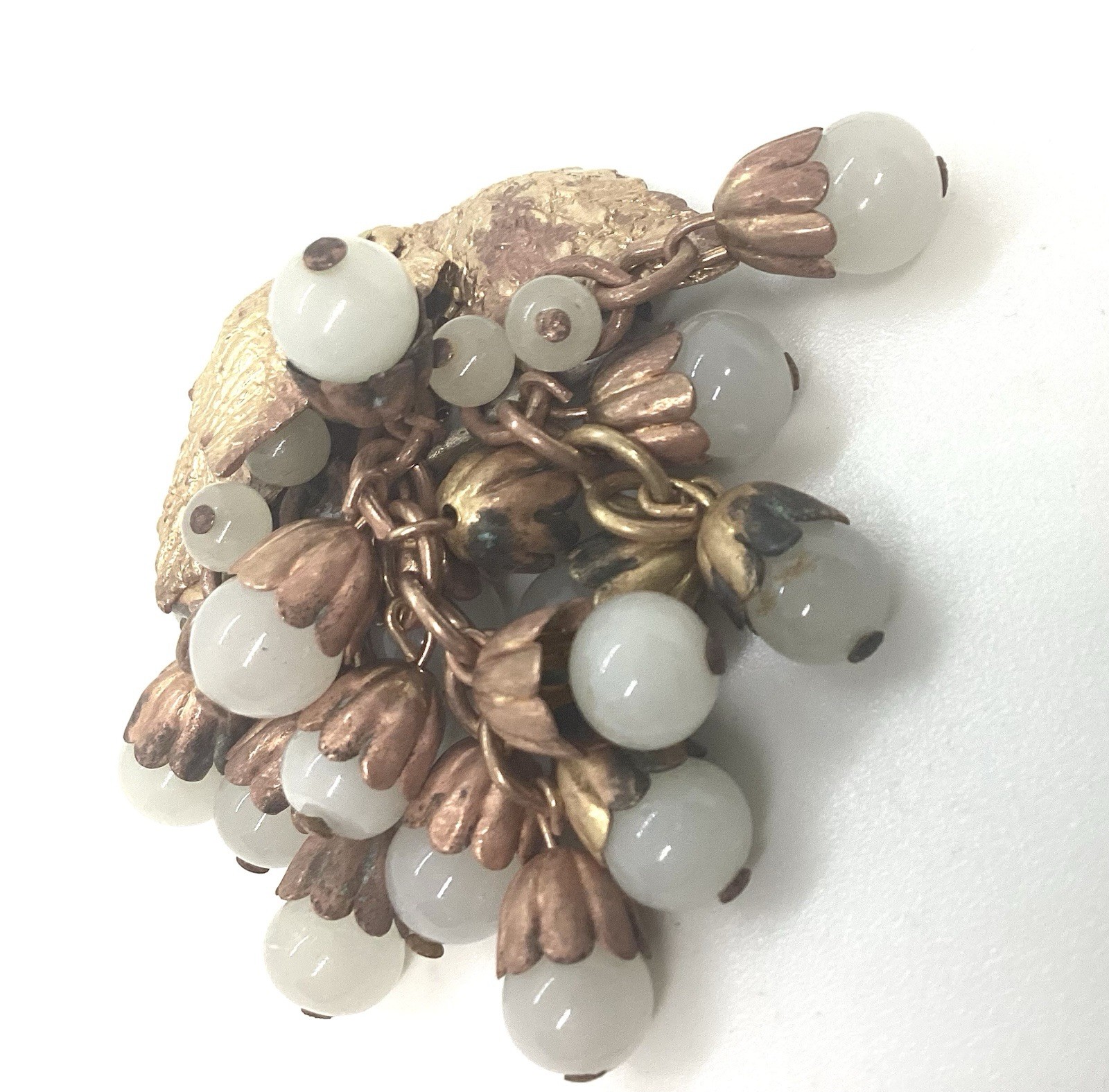 Miriam Haskell Early Handmade Gripiox Drop Dangle 2 Inch Brooch