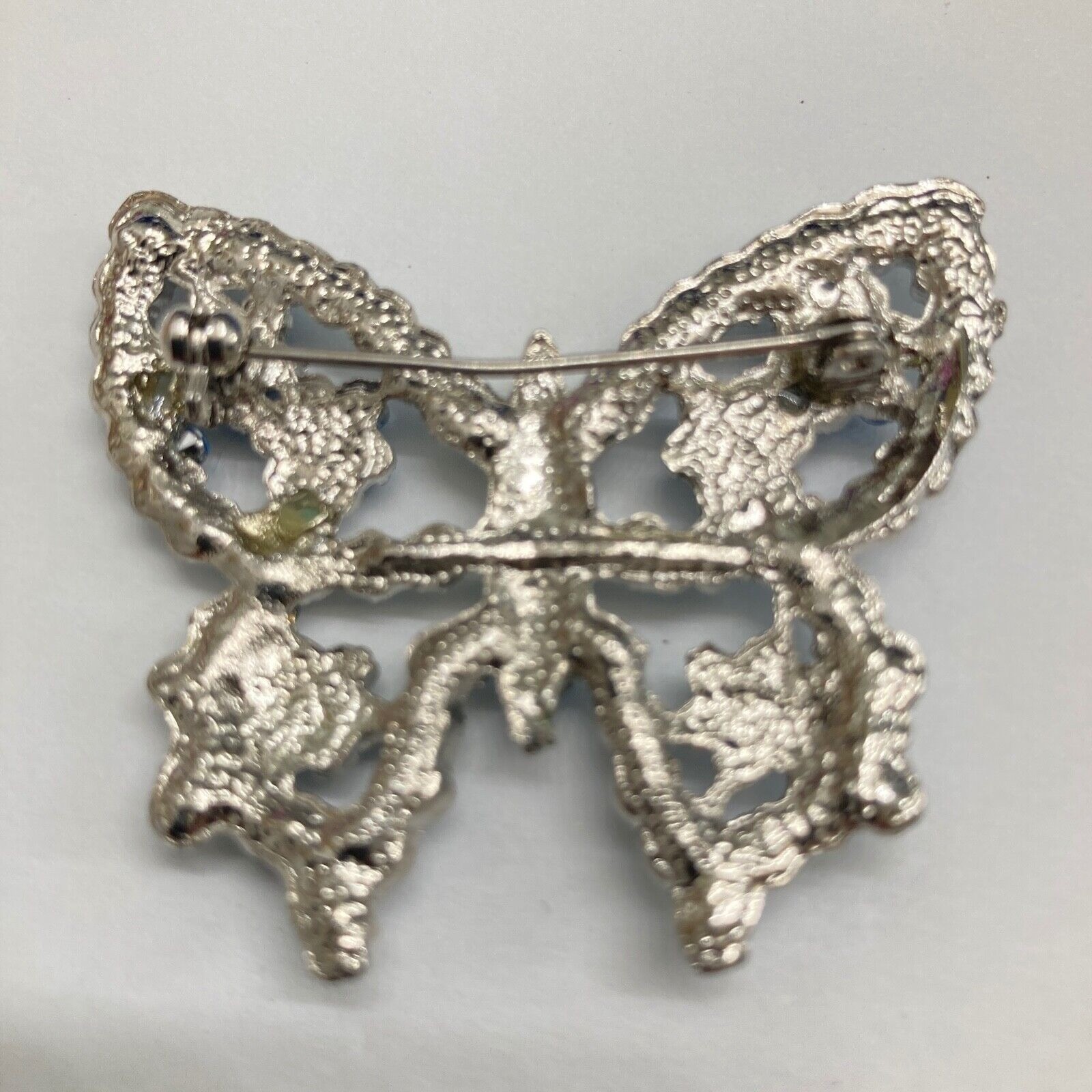 Butterfly Cobalt And Light Blue Estate Pin Brooch With Safety Clasp Vintage USA