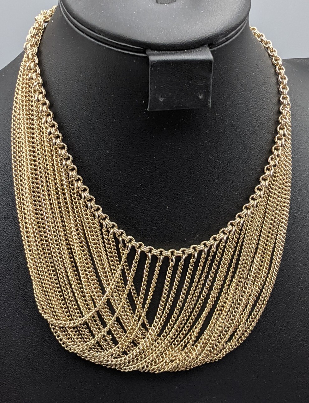 Vintage Gold Tone Cascading 15 in Necklace 17 Strands
