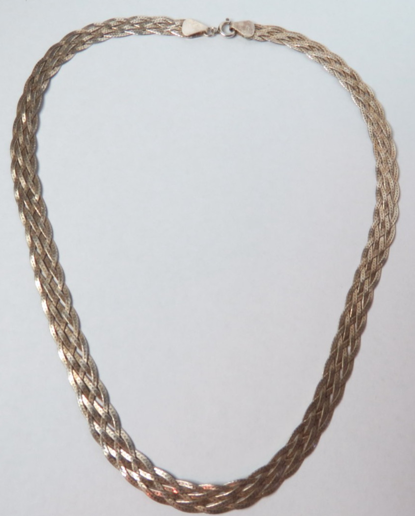 MEXICO WOMENS CHOCKER NECKLACE 925 STERLING SILVER MESH CHAIN 18 1/2″ LONG 15.4g