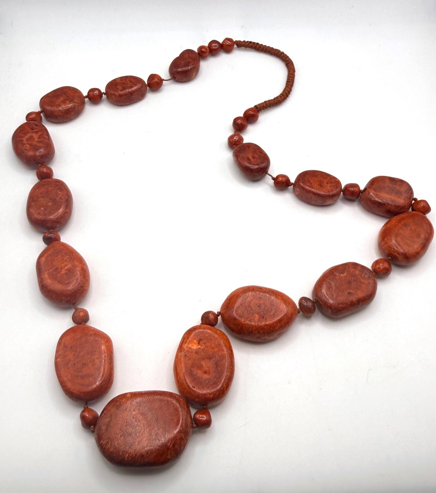 Vintage heavy large red sponge coral beaded necklace