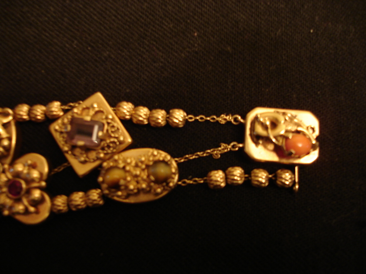 Antique Victorian Vintg Heavy Solid 14K Gold Slide Charm Bracelet 62gr Slides