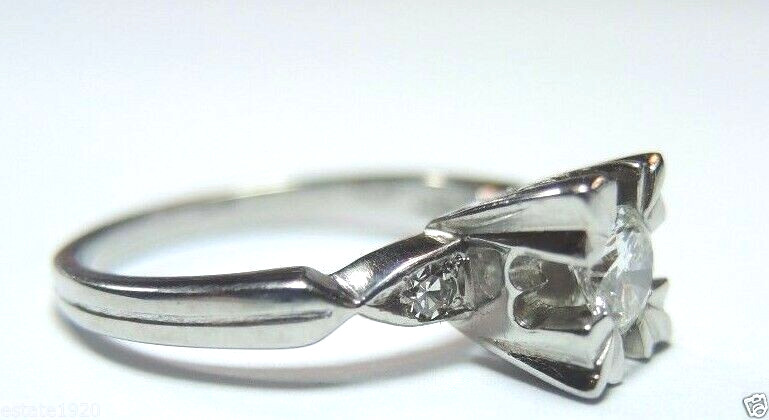 Antique Art Deco Diamond Engagement Platinum Ring Size 4.75 UK-J EGL USA