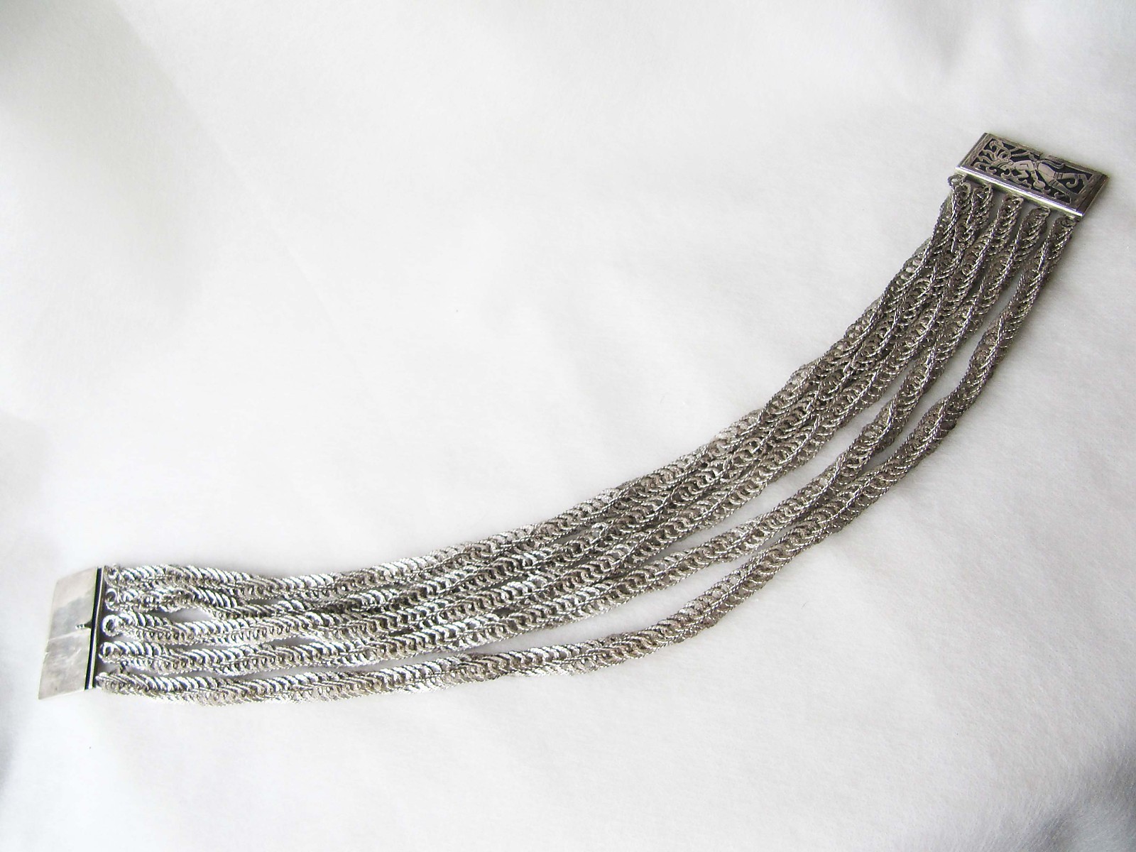 Guatemala .900 Silver Five-Strand Choker Necklace Vintage 5.21 Toz