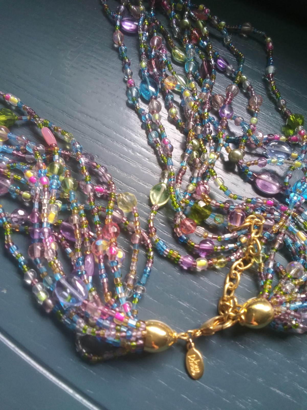 Vintage 80’s Joan Rivers Pastel Glass Multi Strand/Color Torsade Necklace. J1026