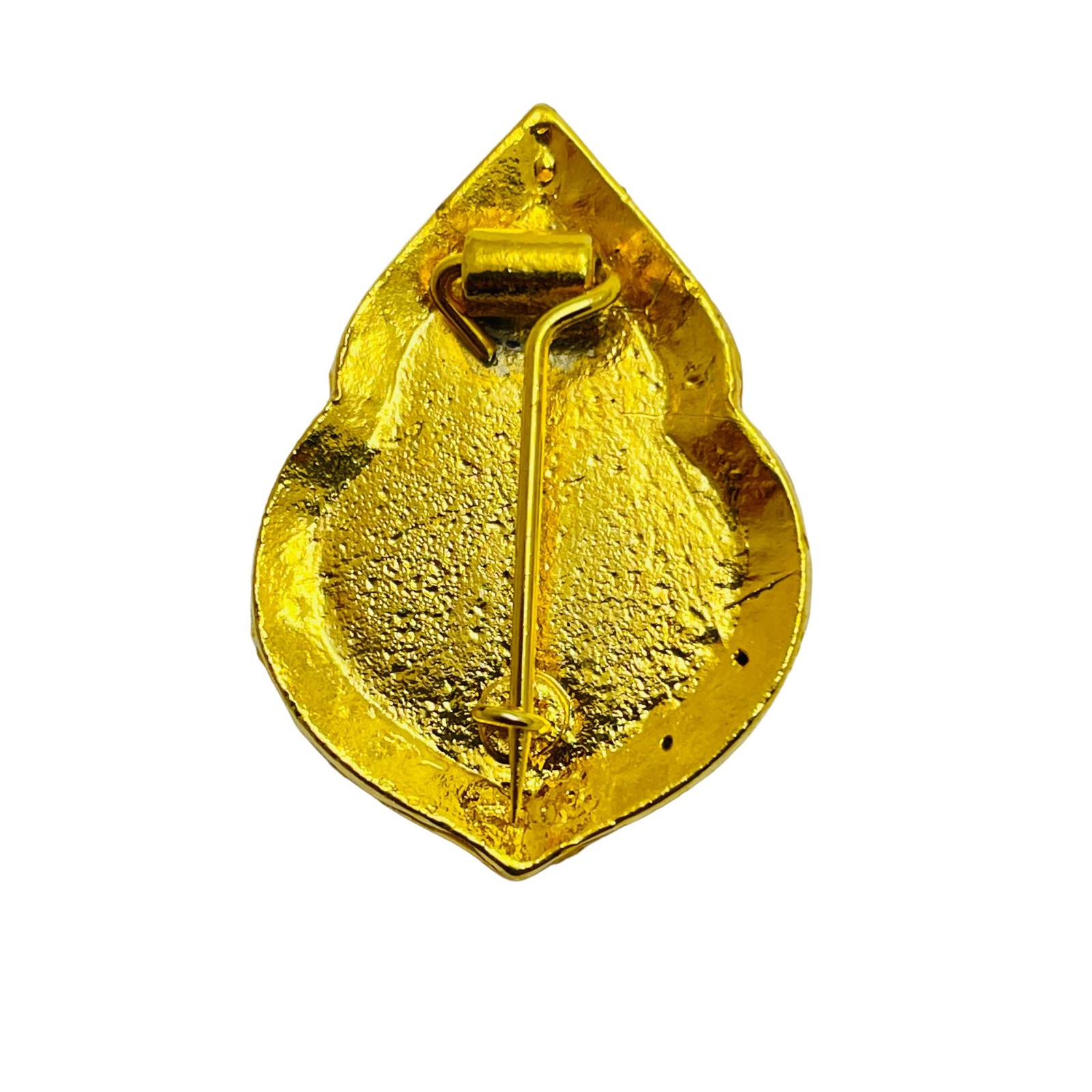 Vintage gold enamel rhinestones small brooch