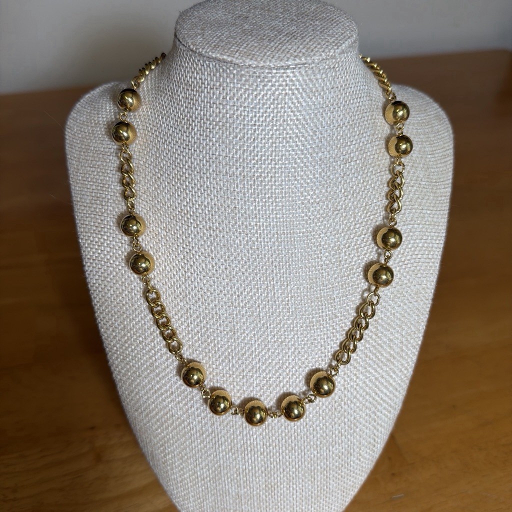 Vintage Monet 18” Gold tone Chain with Gold Tone balls