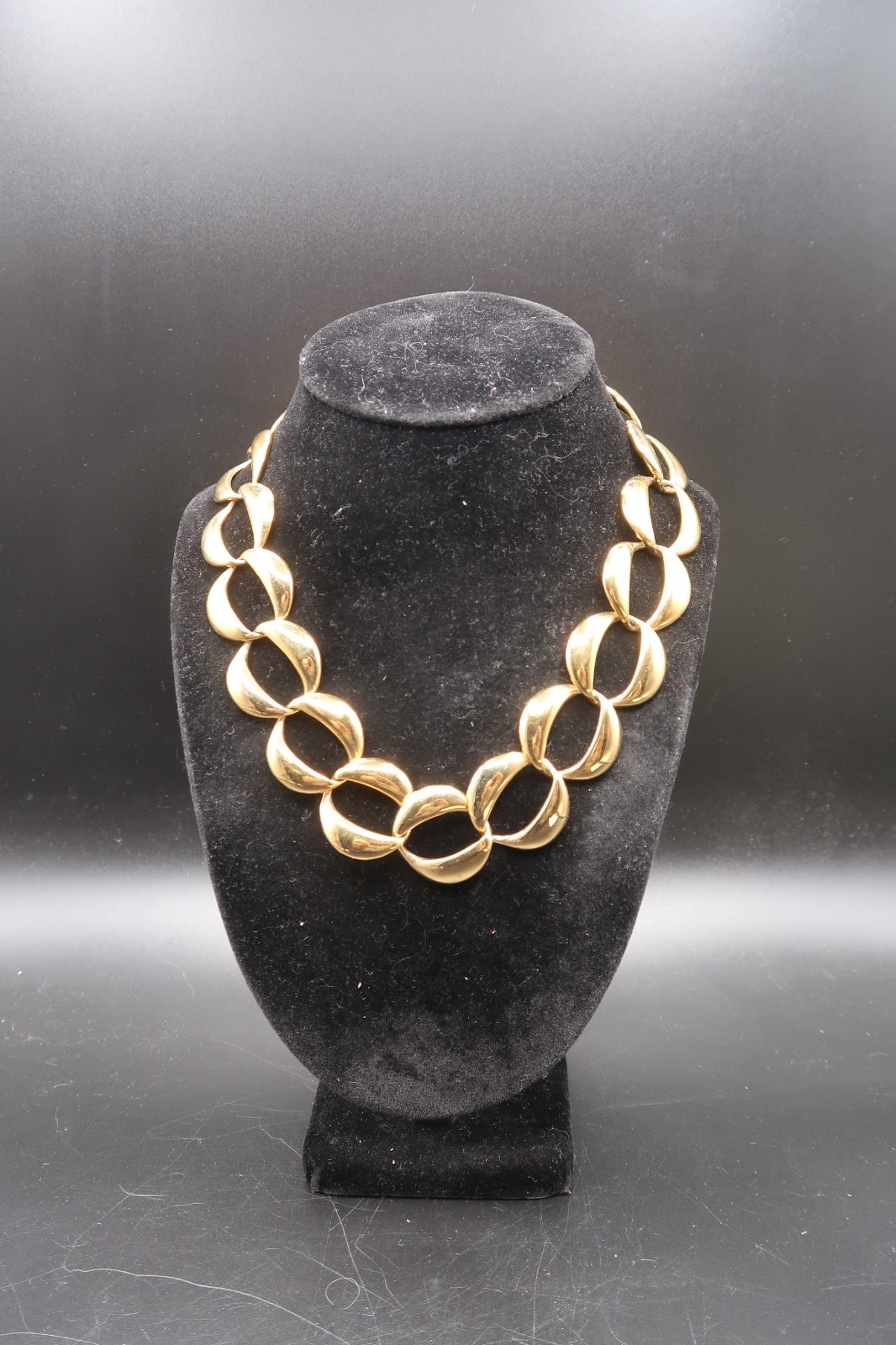 Vintage Napier Chunky Gold Tone Wide Articulated Link Necklace Jewelry