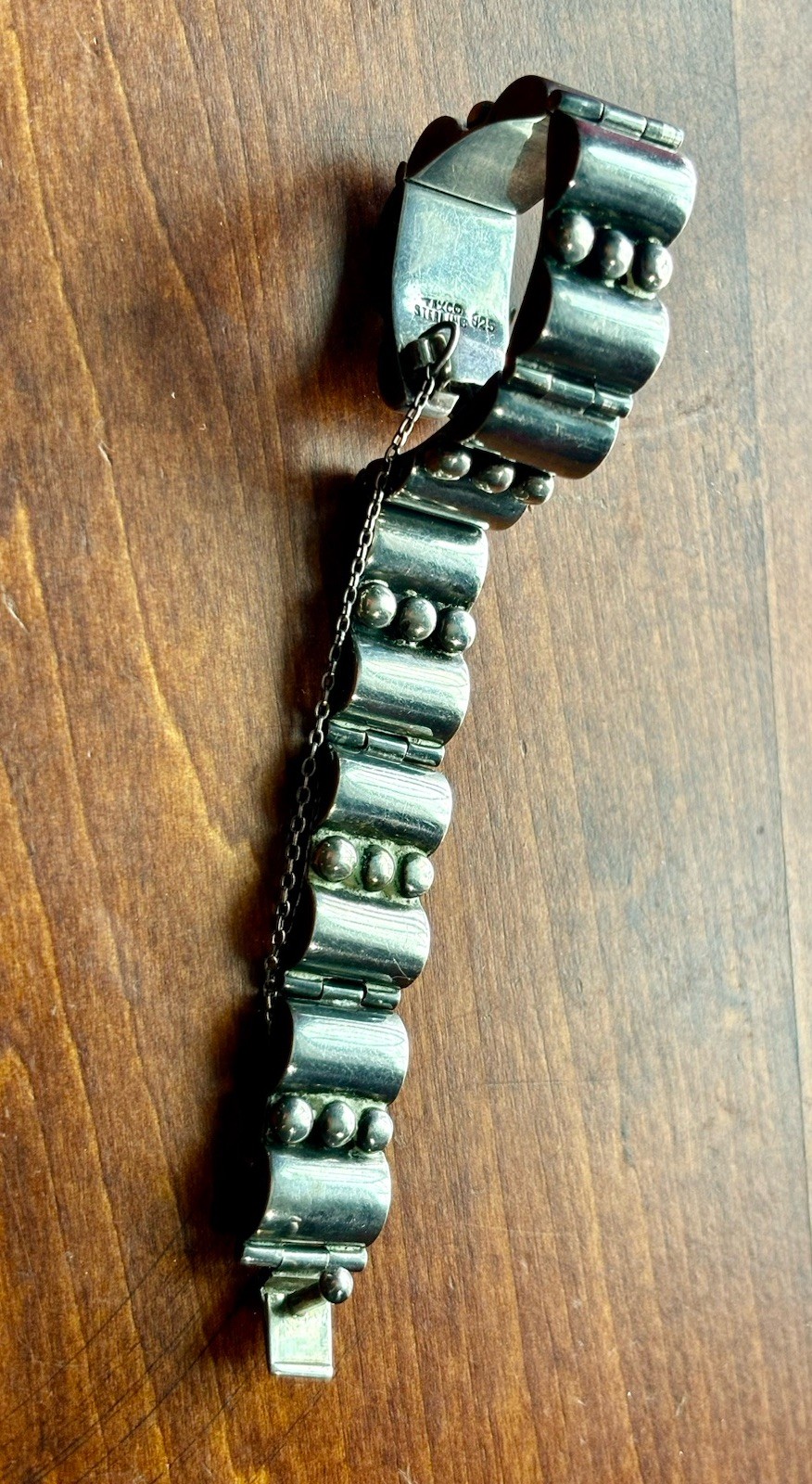 Vintage Higher Quality Taxco Bracelet W/Safety Chain ((Amazing Patina)) 7.25”