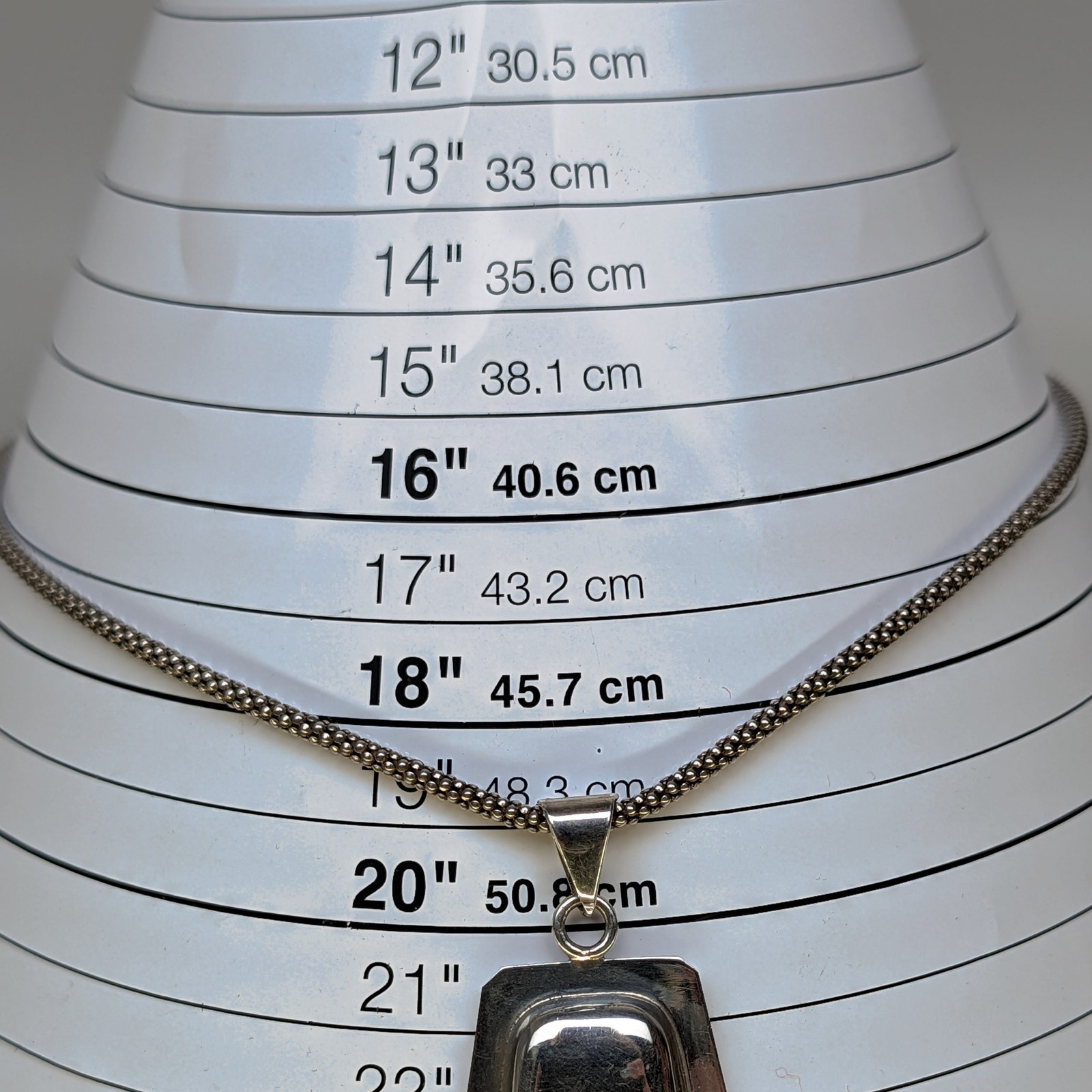 ATI Mexico 925 Sterling Silver Retro Domed Pendant Necklace+Popcorn Chain ✨