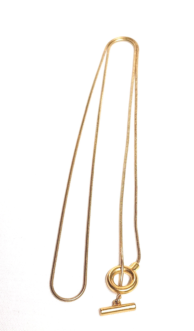 Matte Gold-Tone Snake Serpentine Chain Necklace Toggle Pendant Closure 27″ EUC