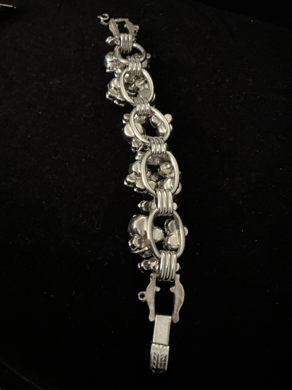 Vintage D&E Juliana Smokey Gray And Clear Chunky Rhinestone 5-link Bracelet