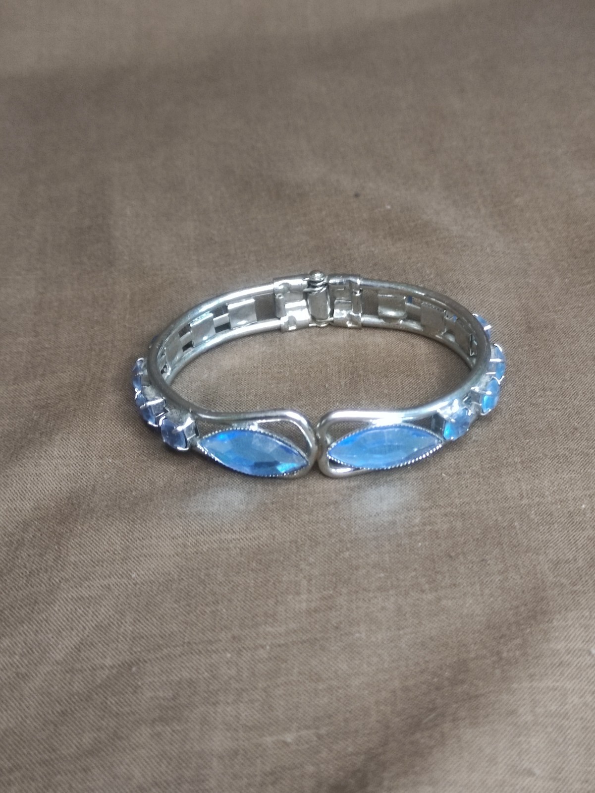 Vintage Bracelet with Blue Faceted Glass Stones Elegant Costume Jewelry USSR