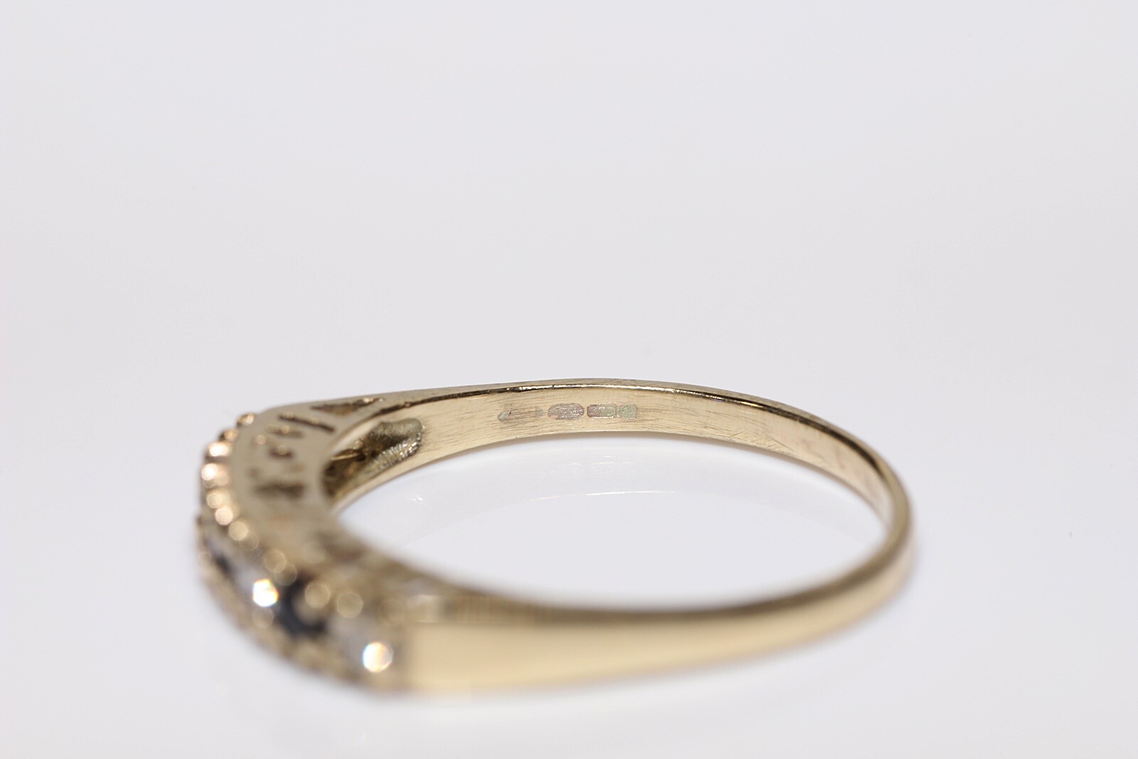 Antique Circa 1900s 9k Gold Natural Diamond And Sapphire Ring