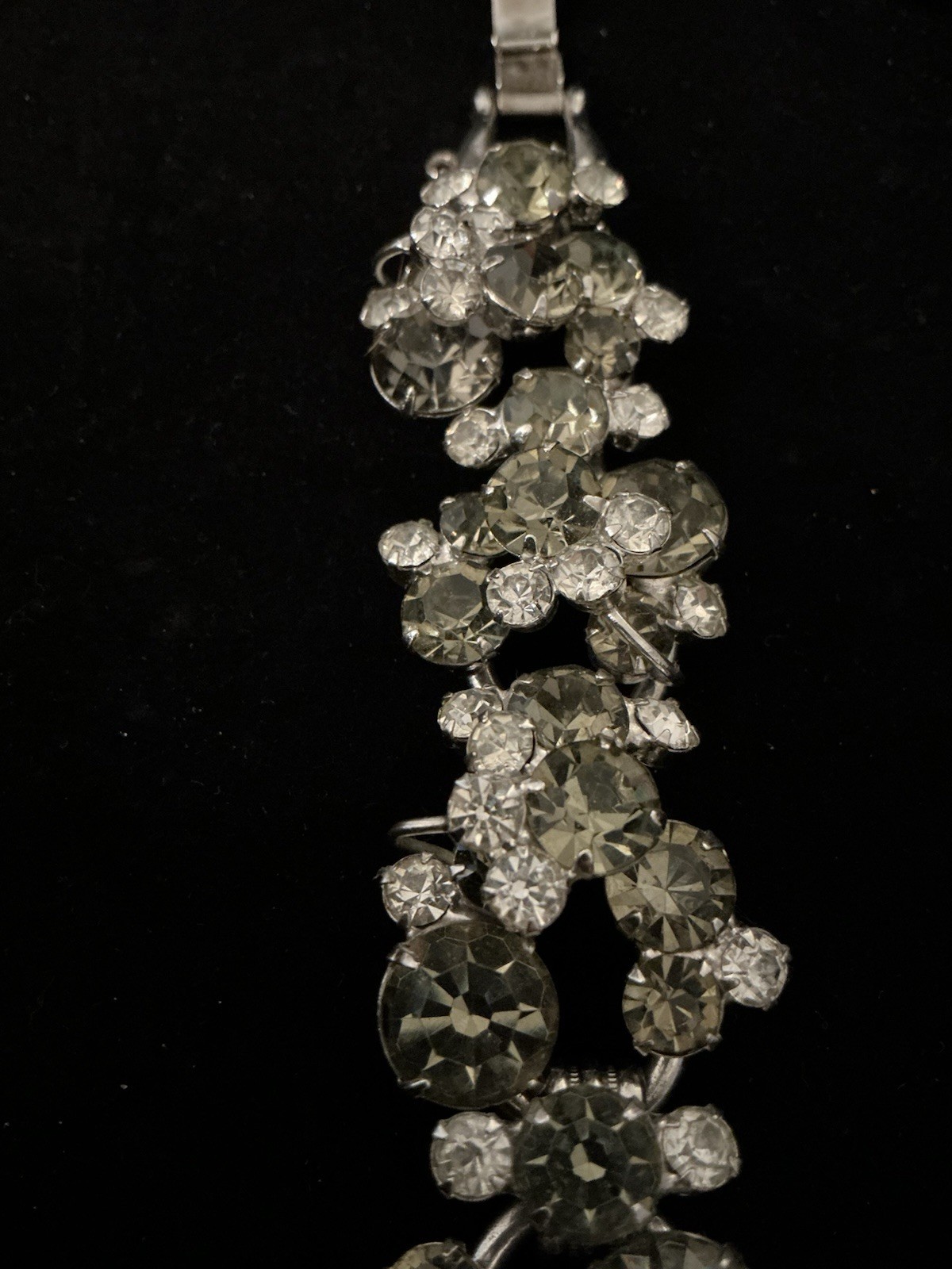 Vintage D&E Juliana Smokey Gray And Clear Chunky Rhinestone 5-link Bracelet