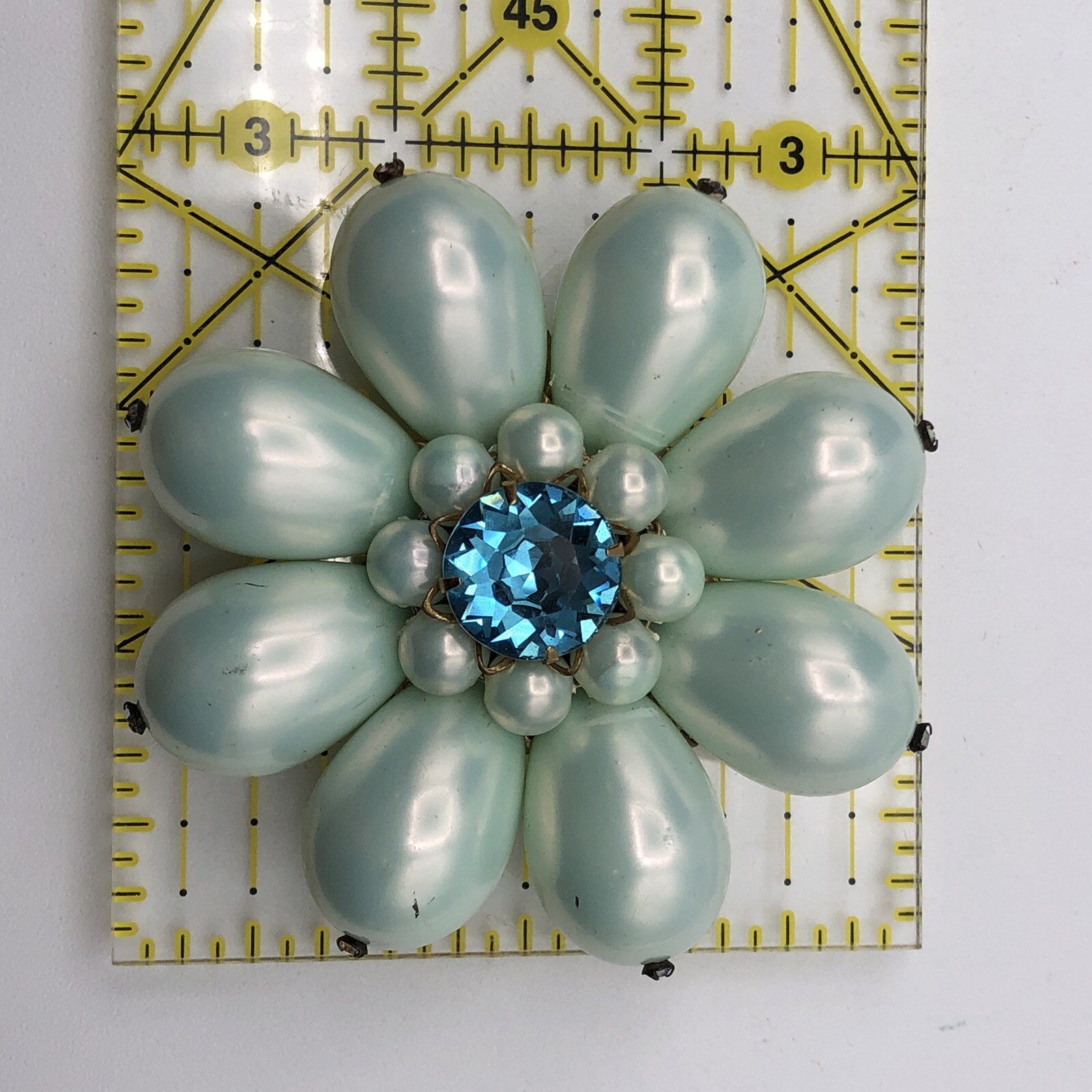 Vintage 1960’s Sea Mist Choker Earrings And Brooch Costume Jewelry Set