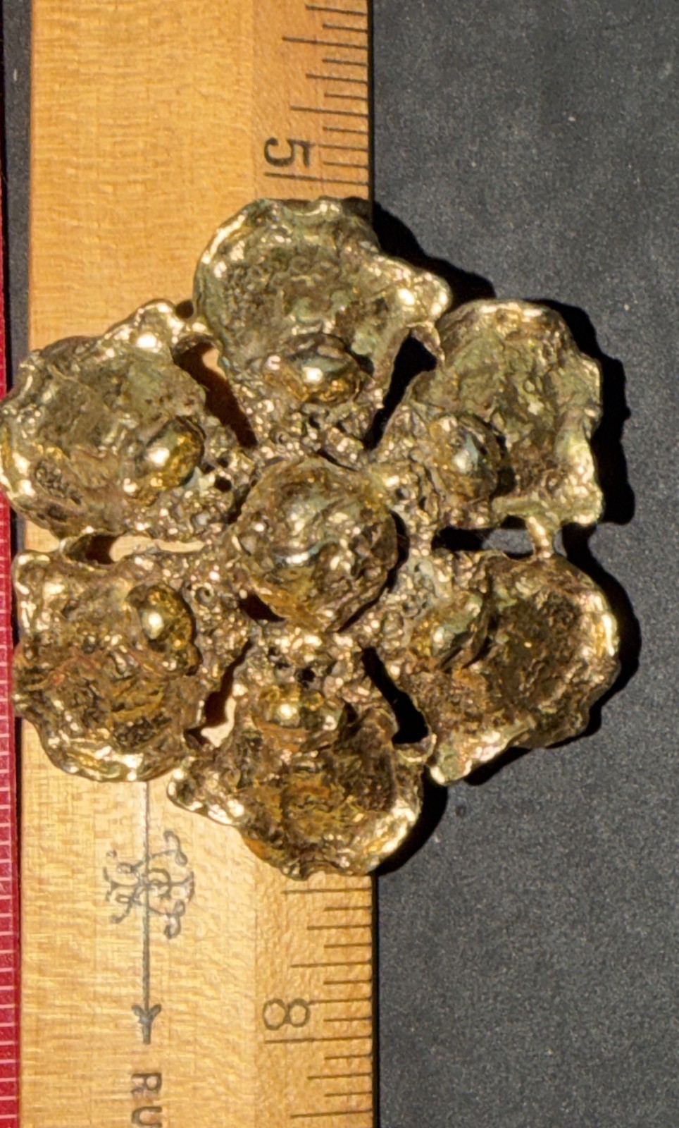 Gorgeous Robert Zentall Brutalist Floral Brooch Vtg Signed Goldtone