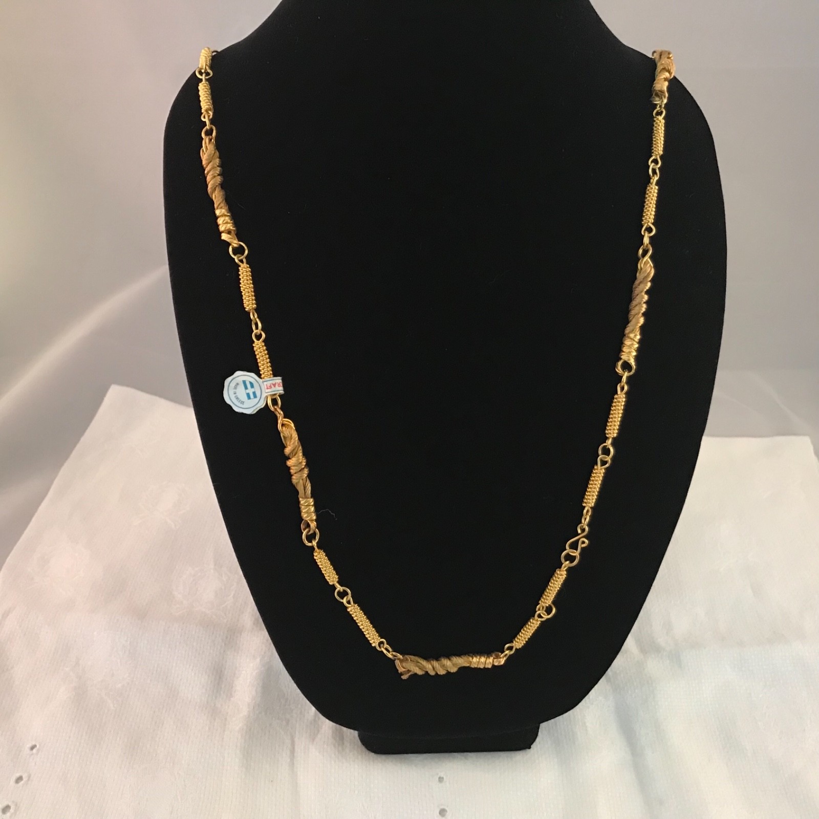 1970’s Handmade Greek Gold Plated Wire Wrapped Necklace NOS