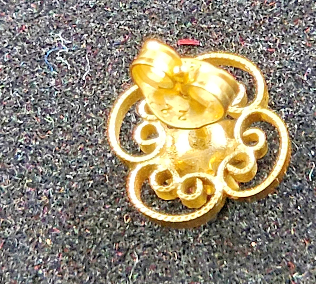Vintage ING 12K Gold Filled Filigree earings, Smoky Quartz Retro Flower