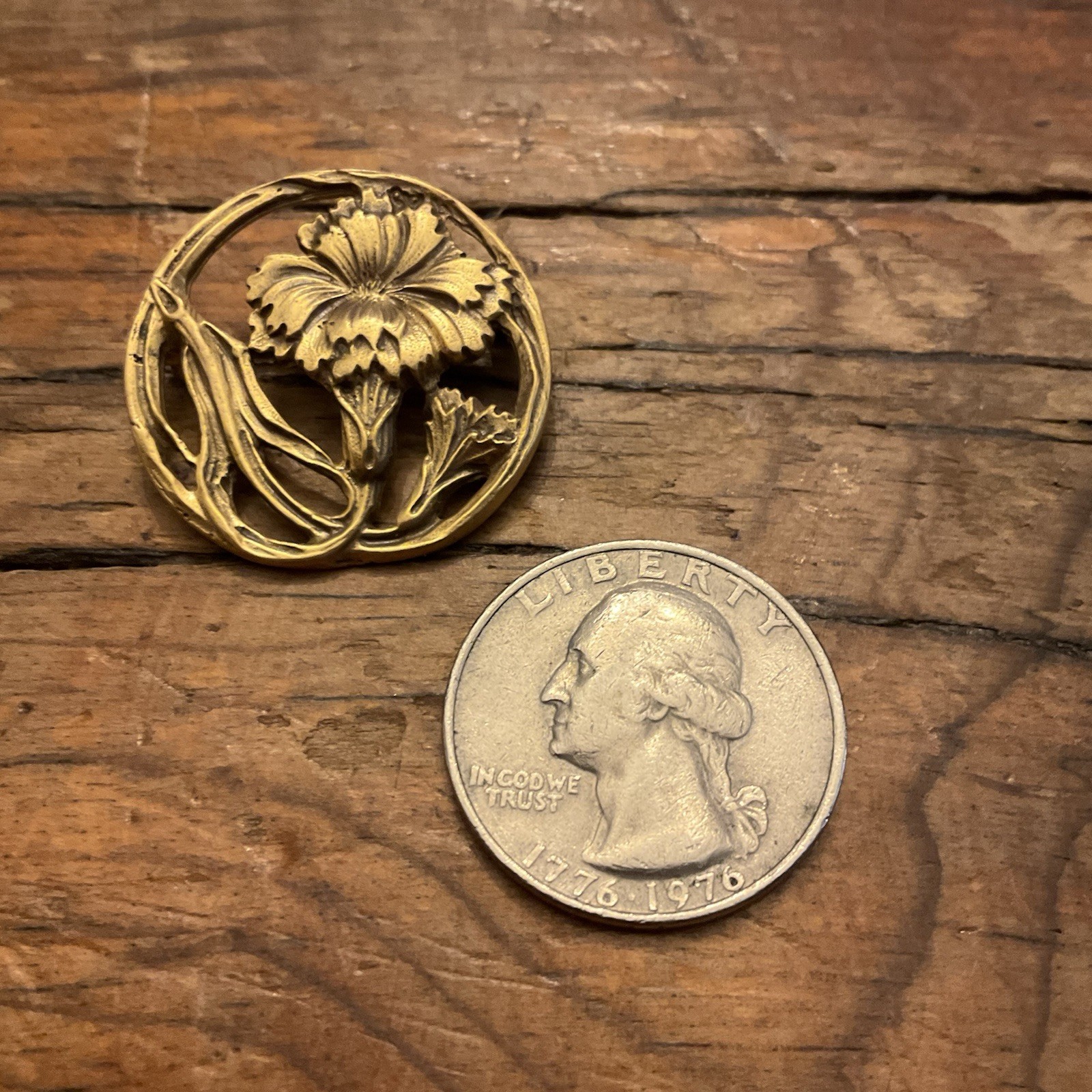 Vintage Alva Studios Floral Flower Garden Gold Tone Pin Brooch~1 1/4 Inches