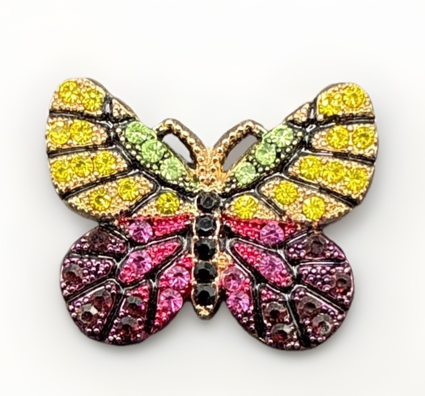 Colorful Rhinestone Butterfly Brooch Pin J37b
