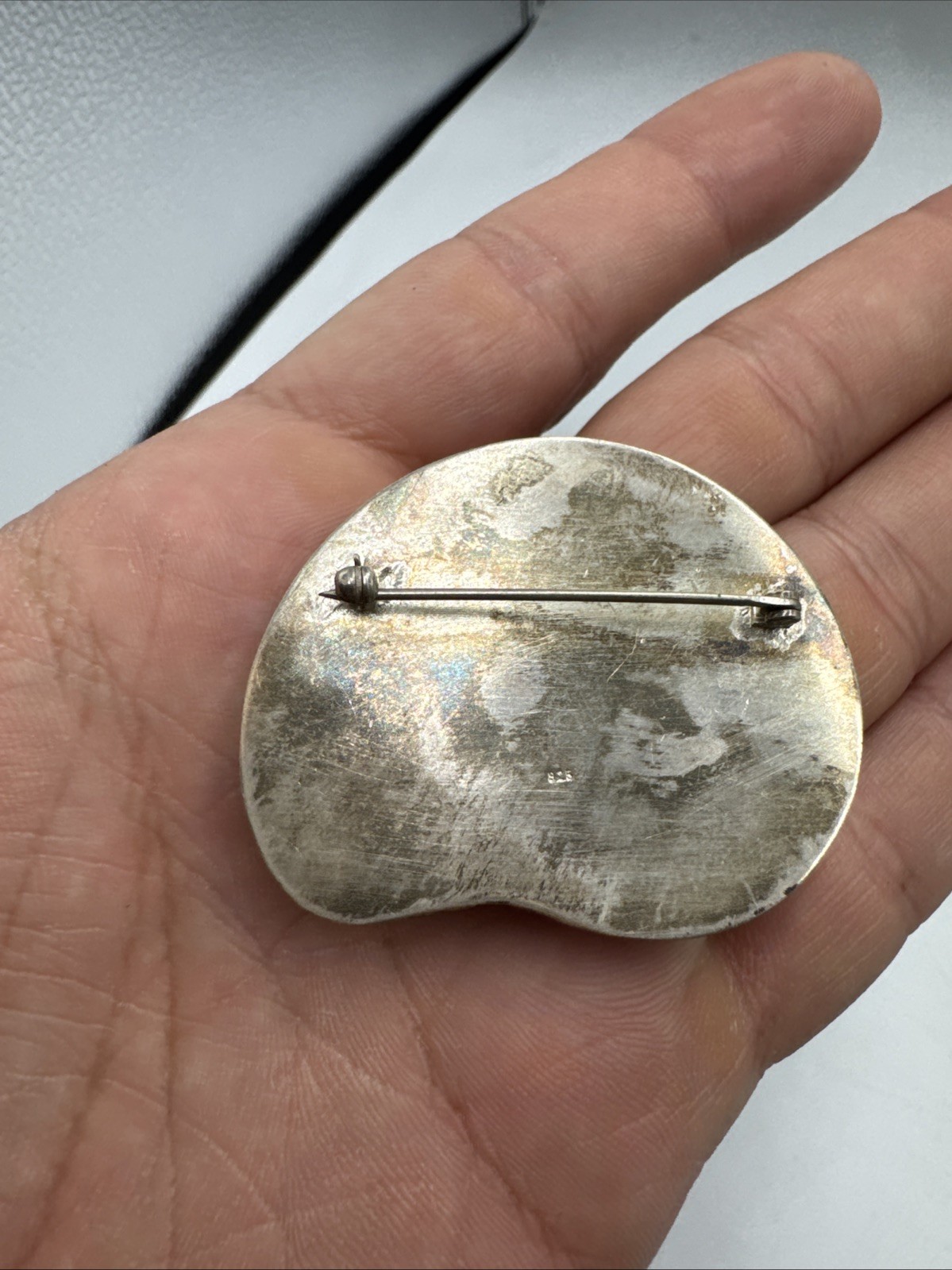 Vintage Sterling Silver Ammonite Fossil Brooch 20g Almost 2”