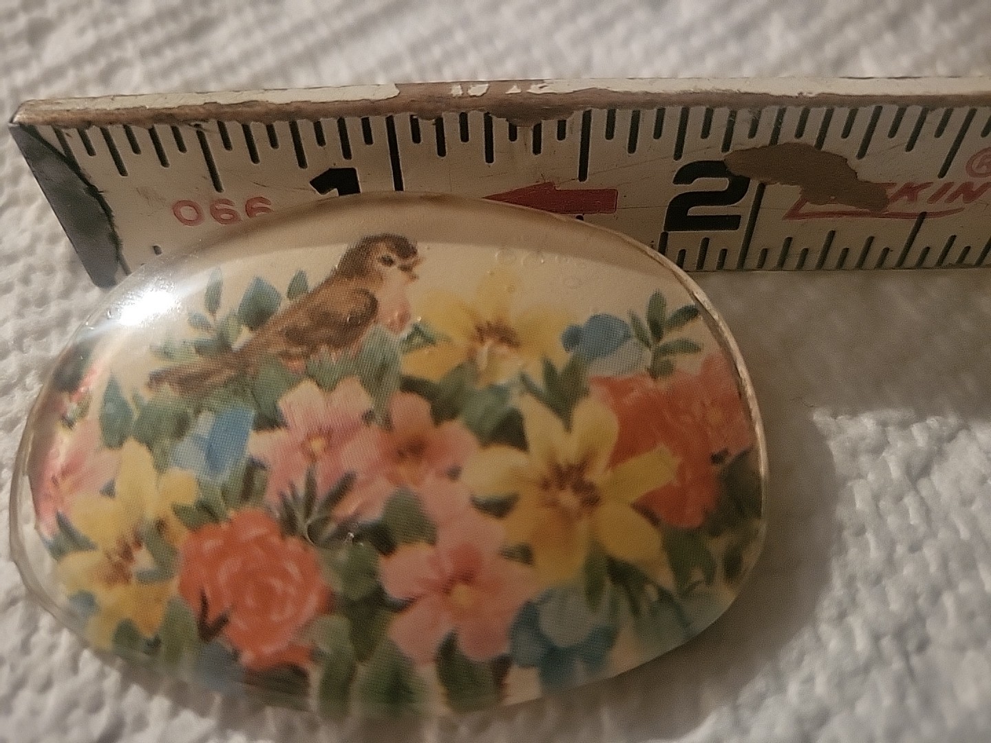 Vintage Pin with A Bird and Flower On A Branch almost 2 In