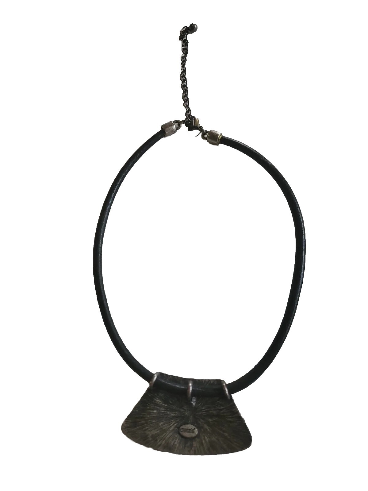 Chico’s Modernist Black & Silver Tone Necklace 3″Extender Choker Jewelry
