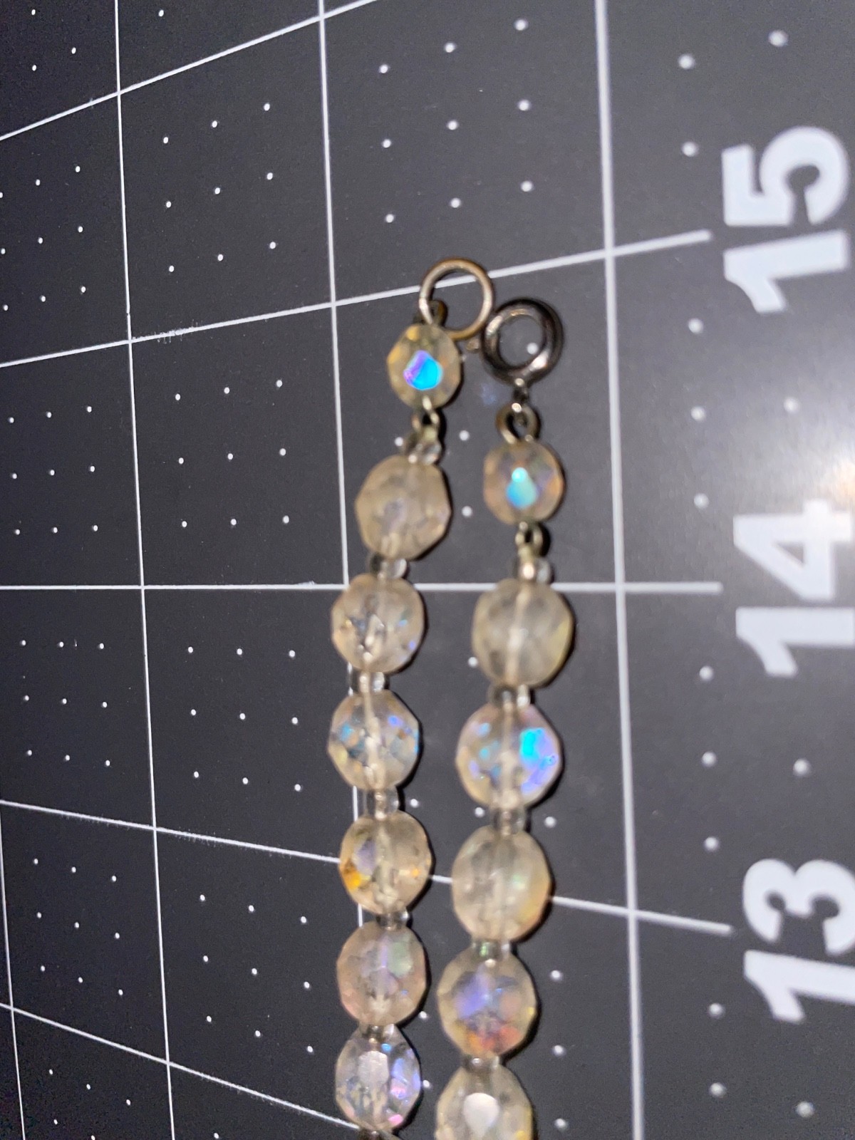 VTG Aurora Borealis Crystal Bead Necklace Clear AB Glass Faceted 30″