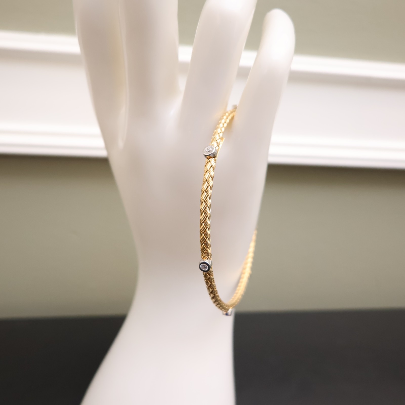 JCM Jewelry bracelet 18K yellow gold clad 925 sterling silver DMQ station 7.25in