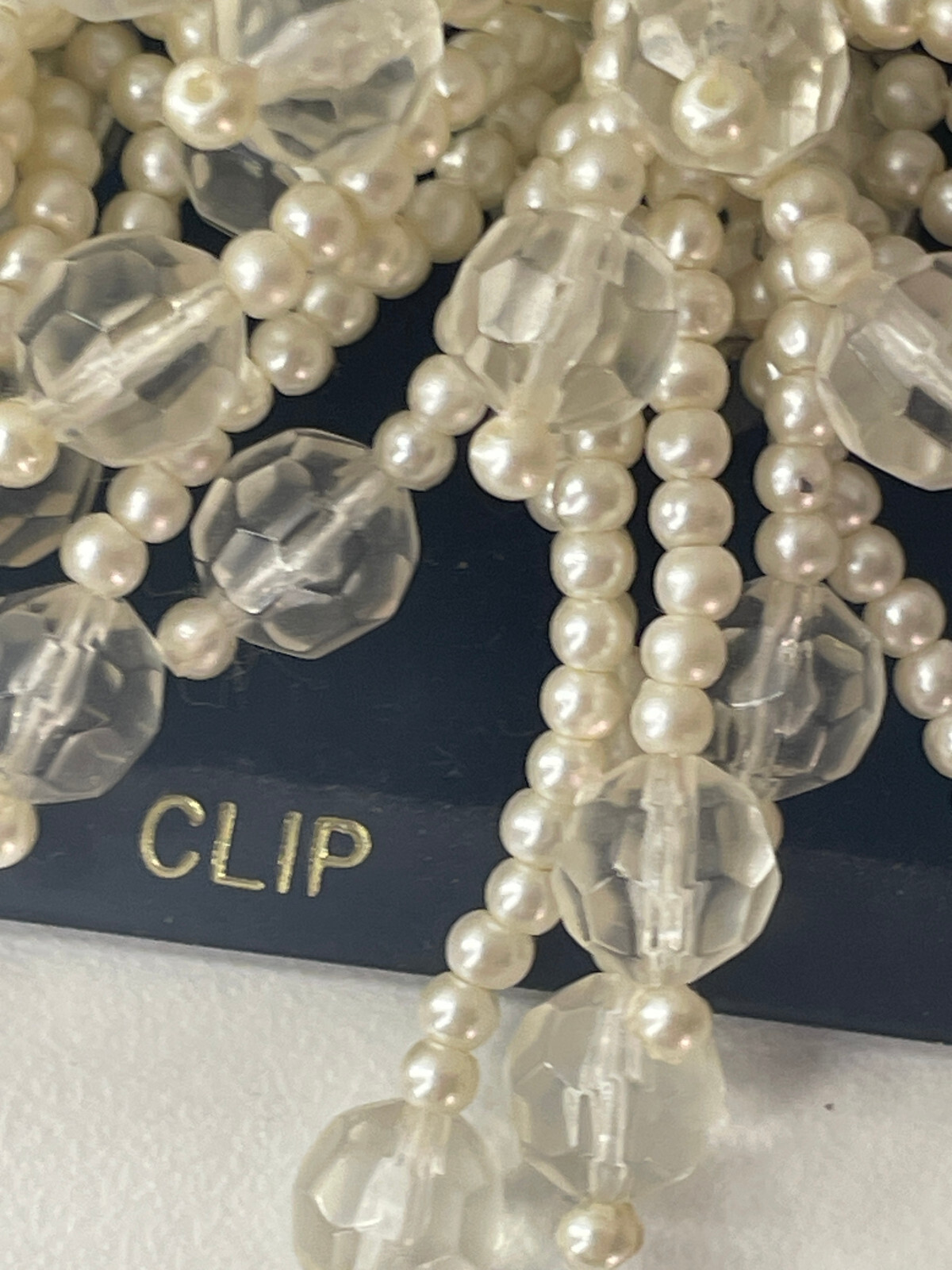 Vintage Ac’Cent 1980s Pearl Cluster Glass Bead Cluster Dangle CLIP EARRINGS