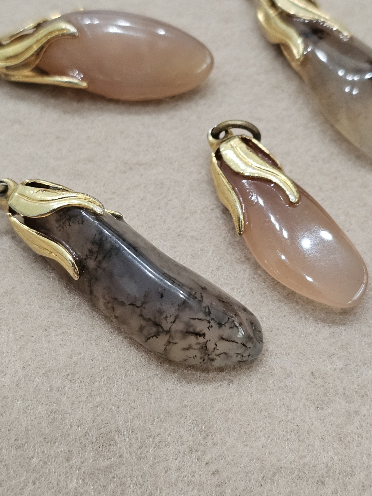 Gold Tone Pendant Charm Lot Metal For Bracelet Tumbled Stone Quartz Gem Rock