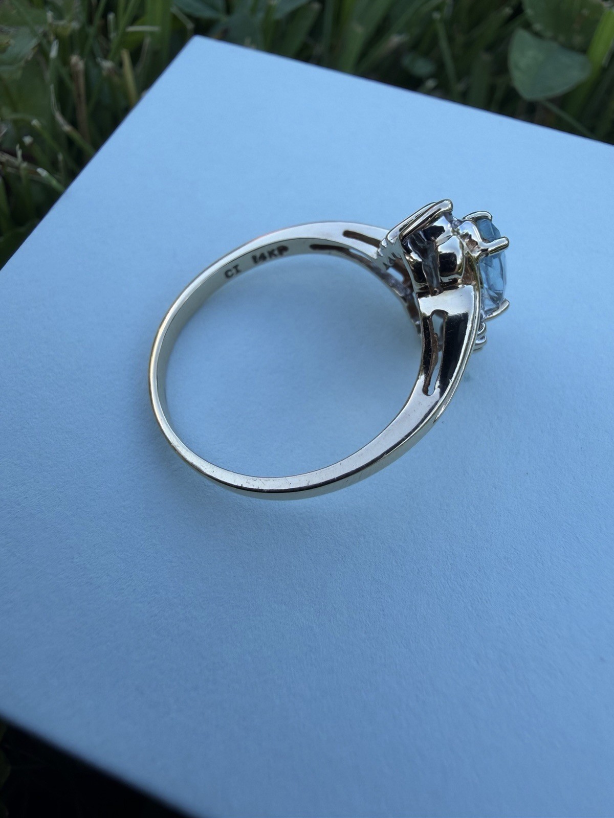 Vintage 14k Gold Ring With Aquamarine Stone Size 6.5
