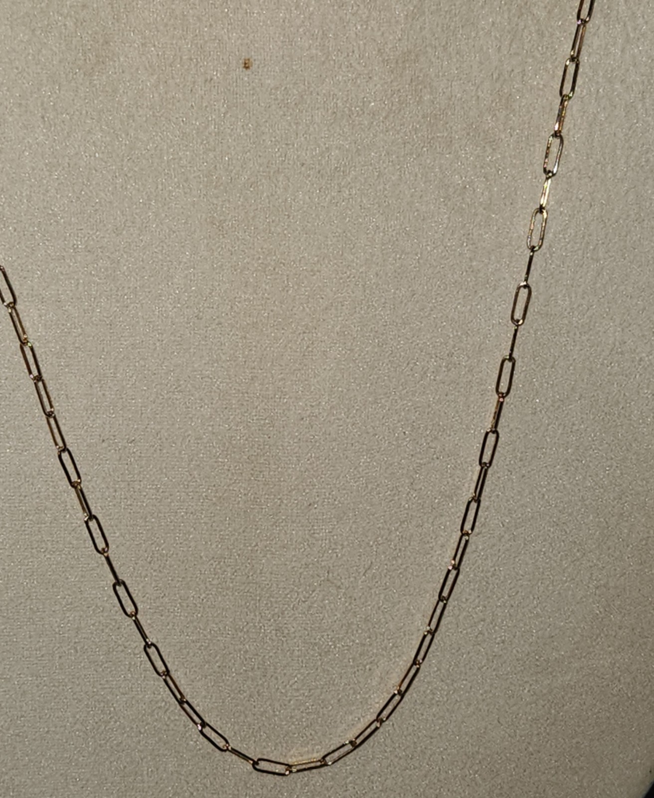 VTG 14K GOLD FILLED PAPERCLIP CHAIN ELONGATED LINKS LOBSTER CLOSURE NECKLACE 22″