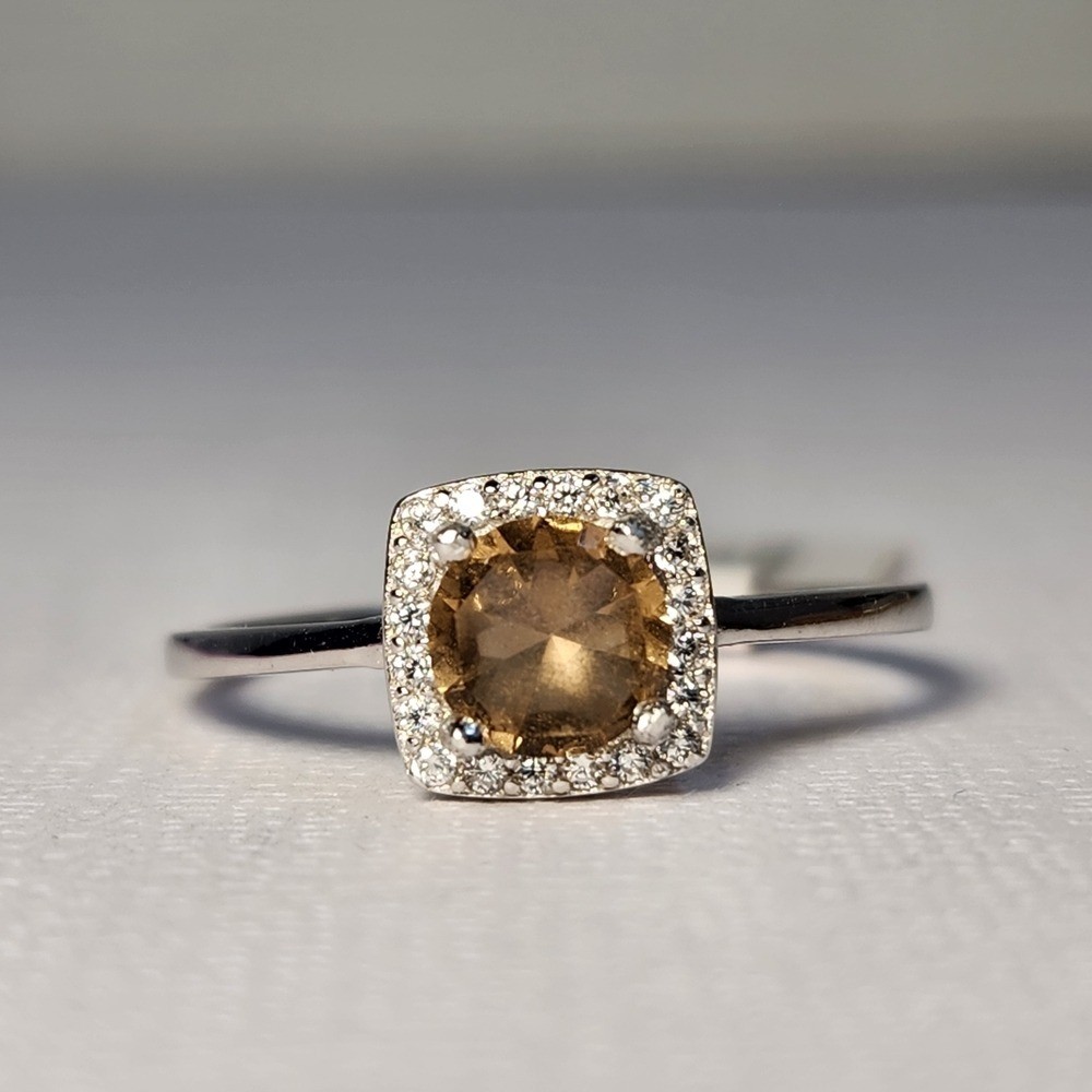 NIB Semi VTG 1cts Golden Champagne Topaz 925 Ring Sz 9/10