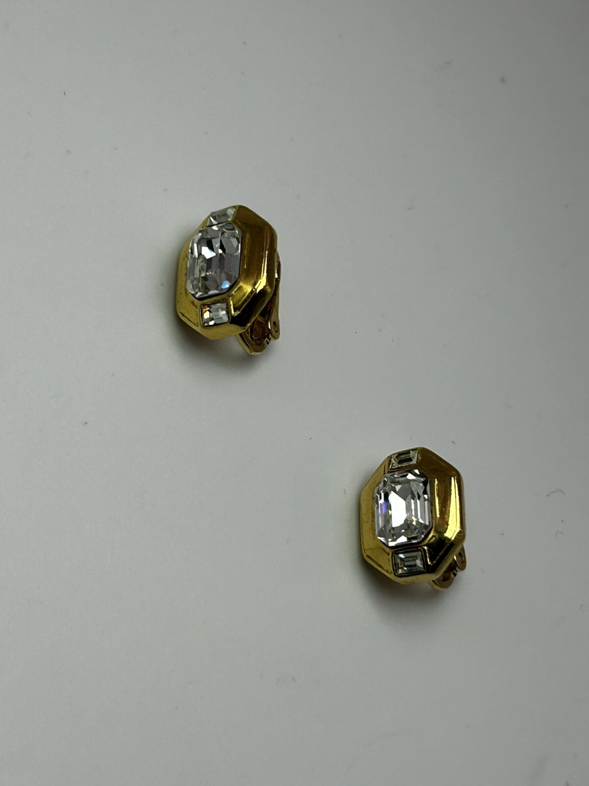 Vintage – Crown Trifari Rhinestone Clip Earrings – See Notes