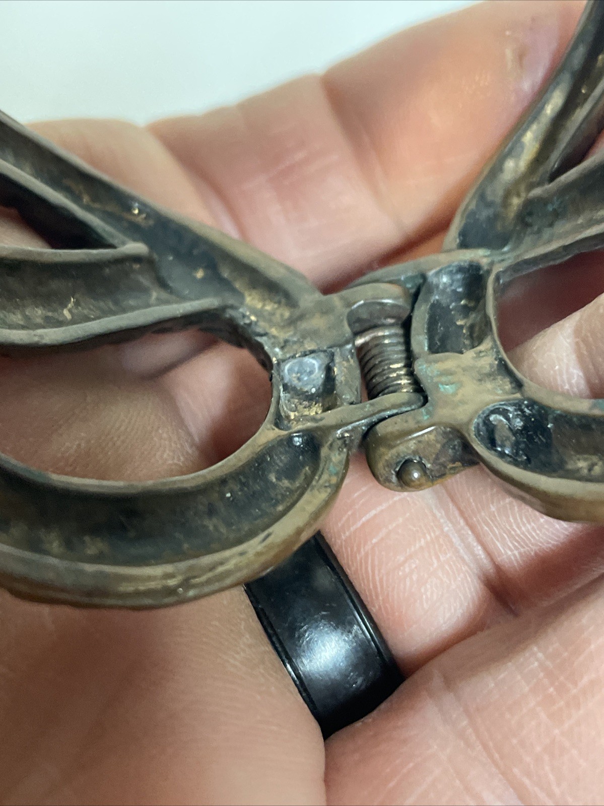 1970 – 1980 Copper Coiled Snake Biker Goth Western Hinged Bracelet Vtg Gem Eyes